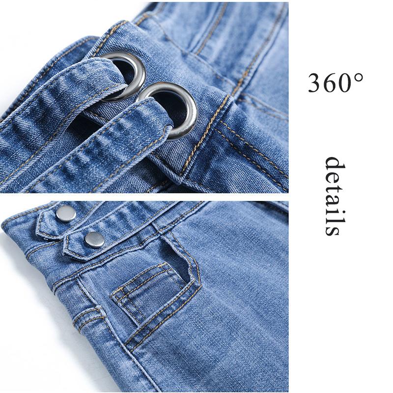 WTEMPO Ring Button High Waist Washed Denim Summer Women Denim Shorts Jeans Casual Shorts