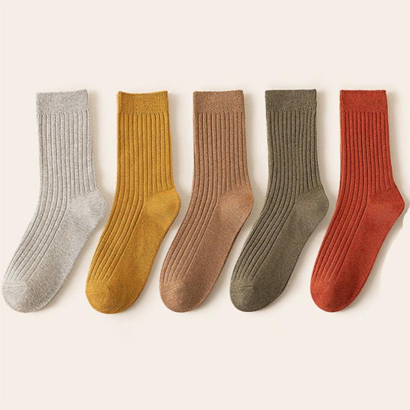 Socks Women's Korean Version of The Tube Socks Spring and Autumn Ins Tide All-match Pile Socks Cute Solid Color Women's Long Tube Stockings