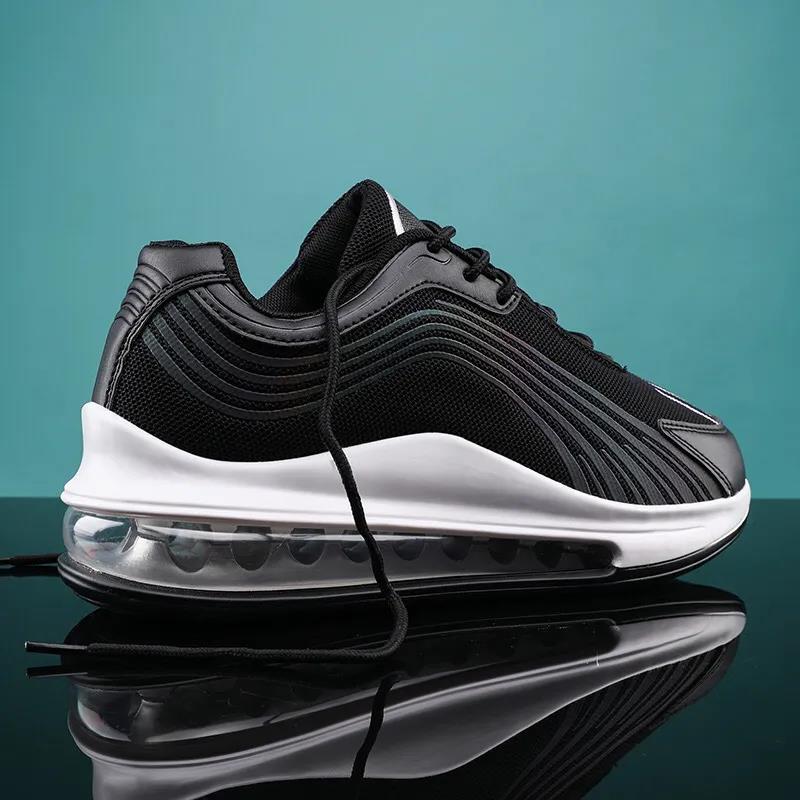 Shoes Men's Air Cushion Heightening Shoes Large Size Shock-absorbing Reflective Men's Shoes Student Sports Running Shoes