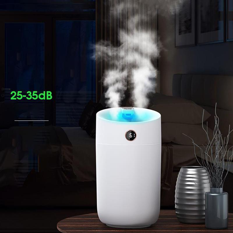 3000ml Double Nozzle Indoor Air Humidifier USB Electric Sprayer Mute Aroma Diffuser Night Light 24h