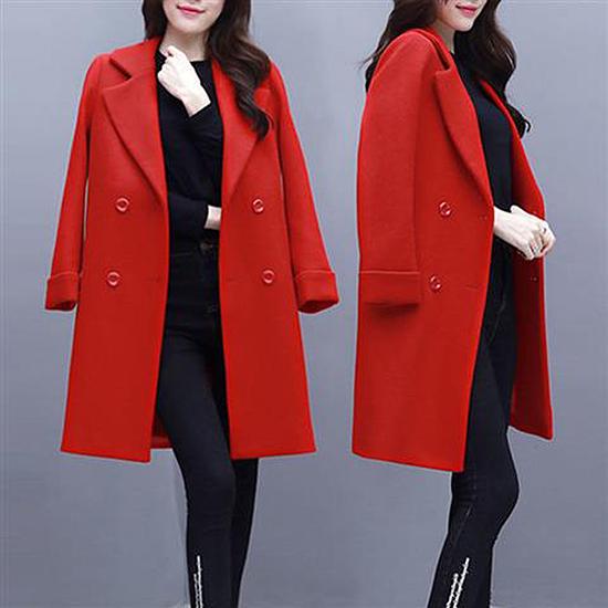 Autumn Jacket Casual Women Overcoat Long Woolen Coat Double Breasted Slim Female Winter Wool Coats