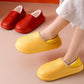 Autumn and Winter Couple Cotton Slippers Household Household PU Leather Warm Shoes Waterproof Non-slip Plush Slippers