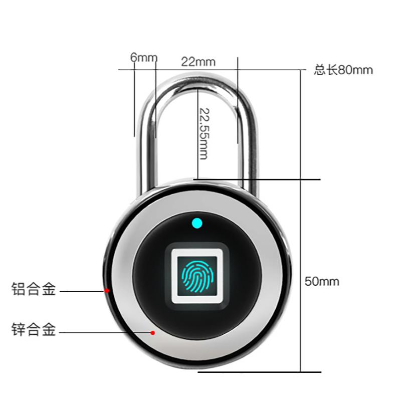 Fingerprint Padlock Intelligent Small Lock Dormitory Cabinet Lock Password Fingerprint Anti Theft Lock Warehouse Gym Fingerprint Padlock