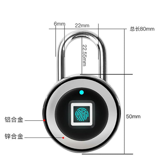 Fingerprint Padlock Intelligent Small Lock Dormitory Cabinet Lock Password Fingerprint Anti Theft Lock Warehouse Gym Fingerprint Padlock