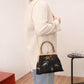 Ethnic Style Women Silk Bamboo Leaves Printing Handbag Messenger Dual Purpose Exquisite Elegant Doctor Bag
