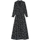 Chiffon Long Sleeve Dress Spring and Autumn Floral Chiffon Super Fairy Waist Beach Dress Long Skirt Fabric Lightweight Breathable