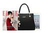 Women's top-handle bag  leather handbag zipper shoulder bags With metal pendants and free wallet