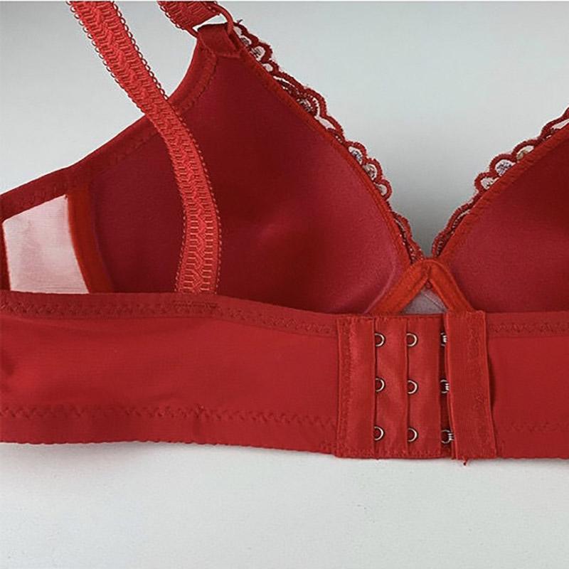 Sexy and Comfortable Gathering and Receiving Breast Adjustment Thin Section No Steel Ring Embroidered Women's Underwear Bra