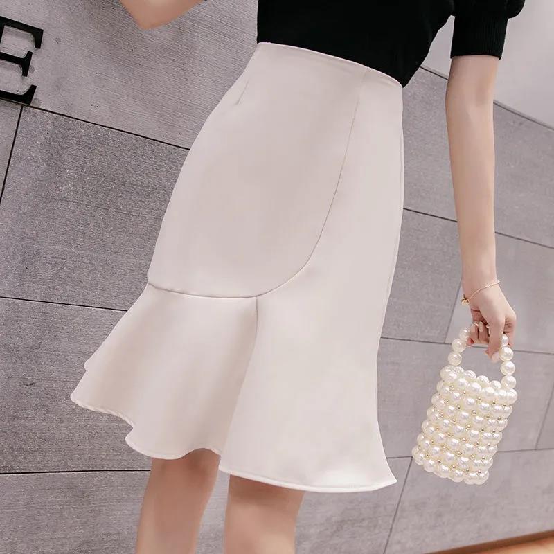 Fishtail Skirt A-line Mid-length Skirt High Waist Ruffled Hip One-step Skirt Long Skirt Cute Sexy Wrapped Hip Skirt Ruffled Hip Skirt for Ladies