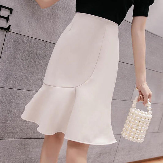 Fishtail Skirt A-line Mid-length Skirt High Waist Ruffled Hip One-step Skirt Long Skirt Cute Sexy Wrapped Hip Skirt Ruffled Hip Skirt for Ladies