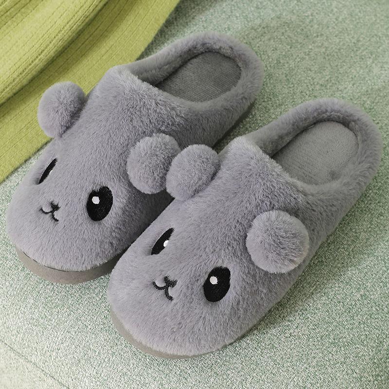 Autumn and Winter Pure Cotton Slippers Indoor Non-slip Soft-soled Shoes Warm Simple Plush Cotton Shoes