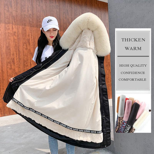 Fashion Trend To Overcome The Winter Jacket Women's Mid-length Detachable Fox Fur Liner Real Fur Warm Coat