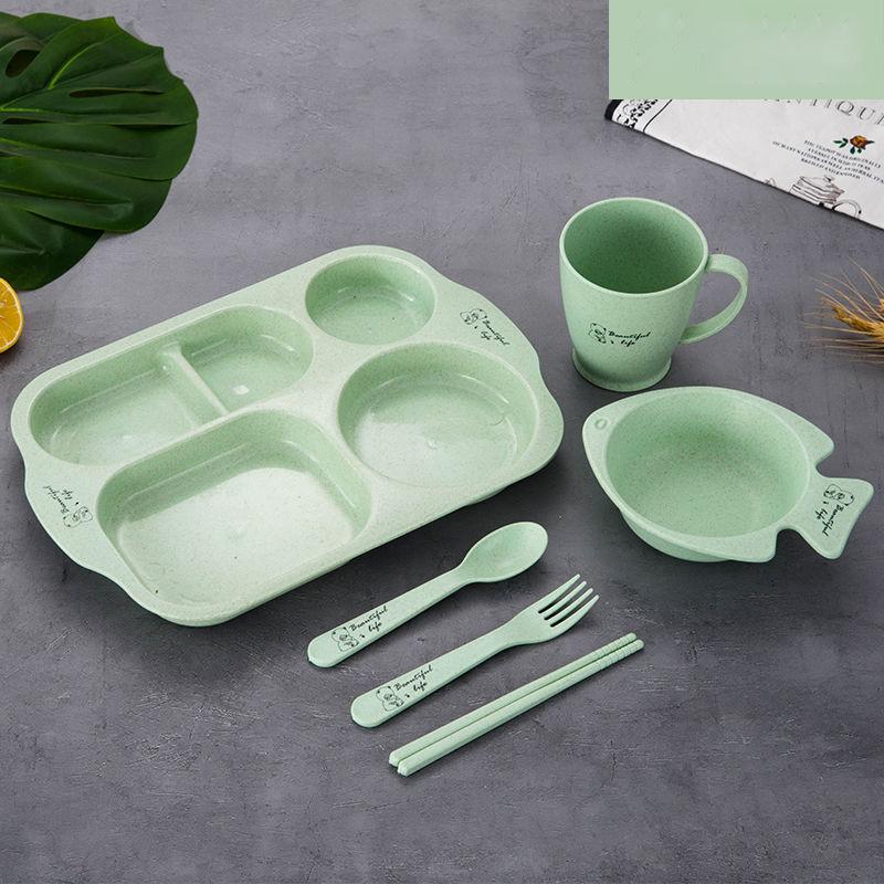 Children's Meal Plate Cutlery Set Kindergarten Lunch Plate Shatter-resistant Household Creative Baby Grid Plate Tableware Set