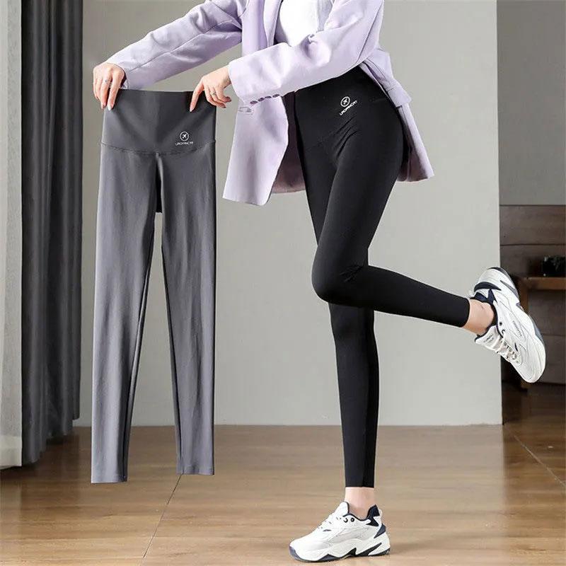 Female Flying Shark Pants Wear Black Leggings Spring and Autumn Thin Tights High Waist Slim Belly Barbie Pants