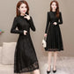 Lace Dress Autumn and Winter Temperament Long-sleeved Bottoming Skirt Waist Slim A-line Mid-length Ladies Dress