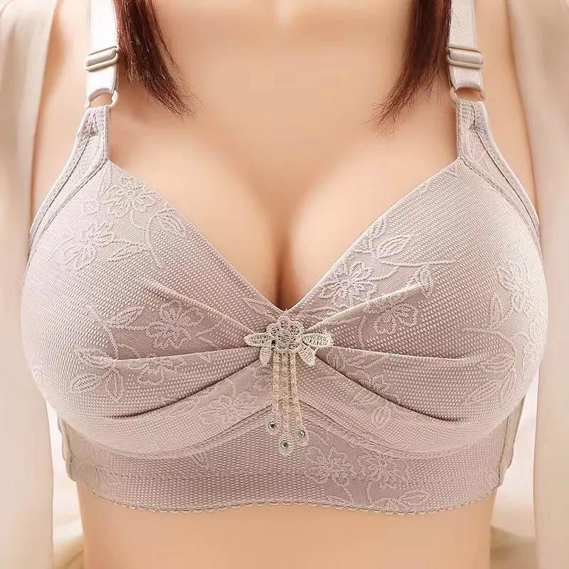 Large Size Gathers The Pair of Breasts To Prevent Sagging Bra Breathable Thin Section No Steel Ring Adjustable Soft Skin-friendly Comfortable Bra