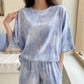 Pure Cotton Casual Sportswear Suit Women's Summer Short-sleeved Shorts Fashion Halo Dyed Loose Two-piece Suit