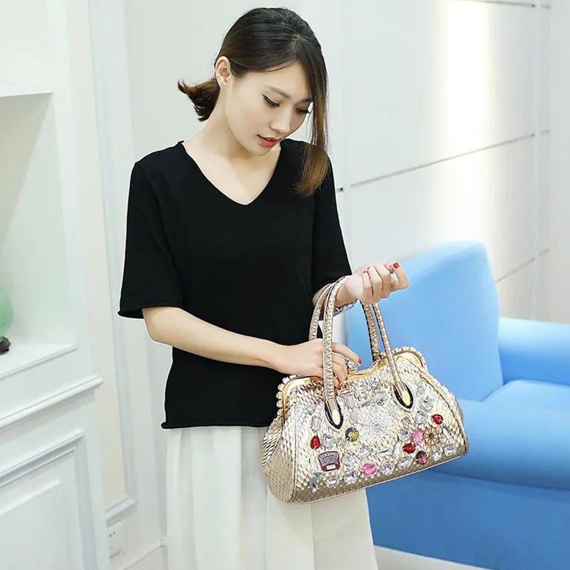 Trendy Fashion Color Diamond Bag Diamond Clip with Diamond Leisure Rhinestone Women's Bag Messenger Shoulder Handbag Lock