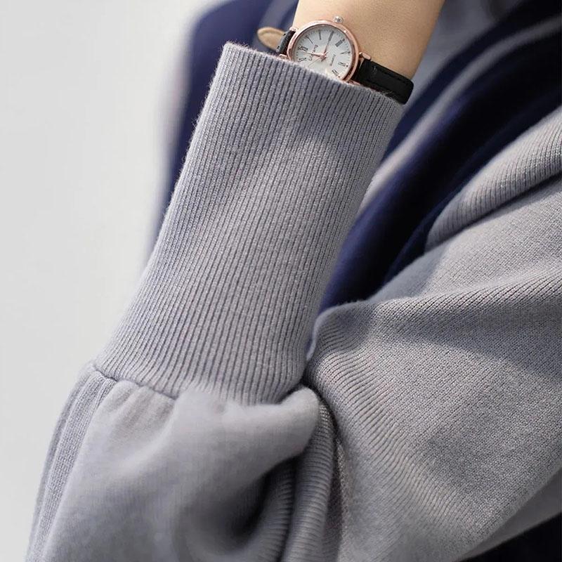 Sweater Dress Women's Ruffle Fake Two-piece Splicing Pullover Knitwear Korean Lady Style Dress Trendy Sweater Autumn and Winter