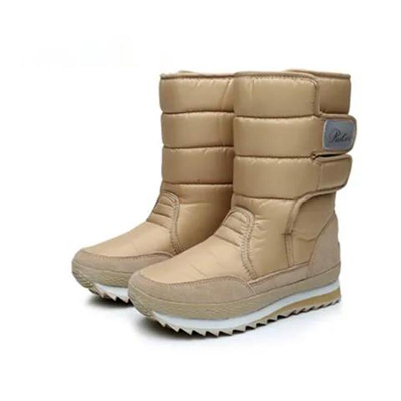 Winter Flat-bottomed Ski Boots In The Tube Thickened Women's Non-slip and Waterproof Snow Boots Plus Velvet Warm Outdoor Boots