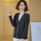 Autumn and Winter Plus Size Sweater Cardigan Solid Color Short Coat Simple Casual Middle-aged Female Jacket