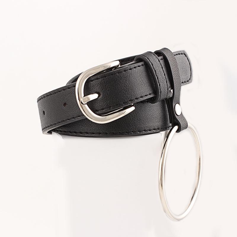 Round buckle pin buckle belt belt women combination fashion trend with rings belt