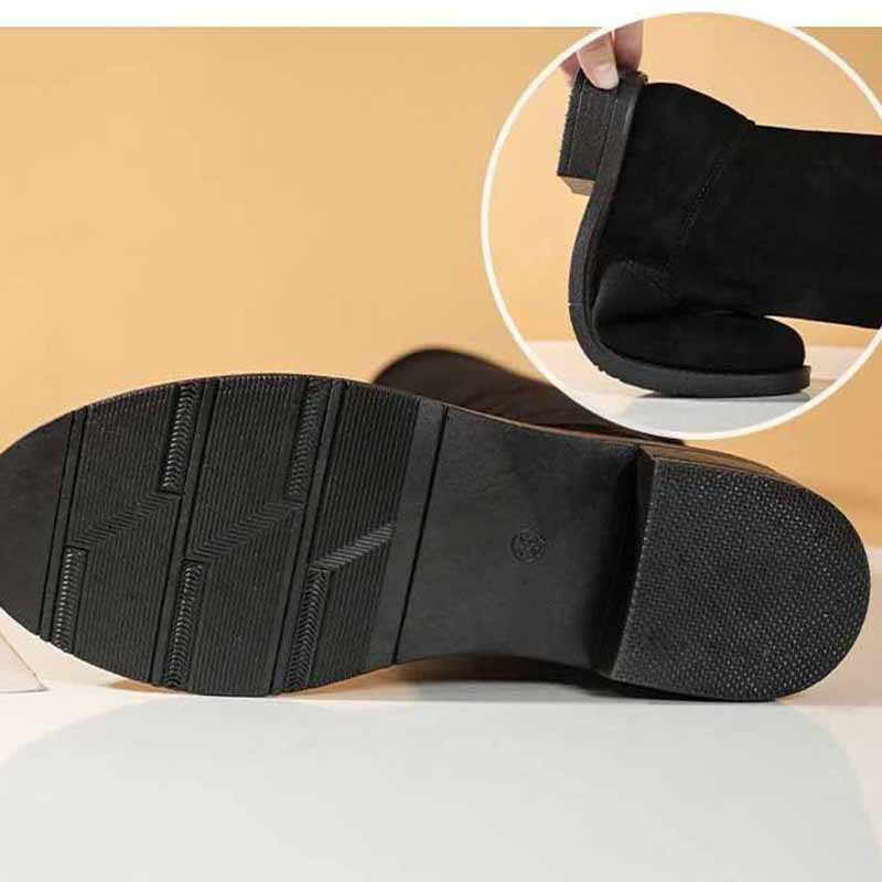 Over-the-knee Boots Women 3cm Suede Flat Bottom and Velvet Lace-up Boots High Boots Knight Boots Women Comfortable