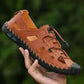 Men's Genuine Cowhide Leather Toe Sandals Outdoor Casual Sandals Beach Shoes Hole Sandals Roman Shoes Waterproof Sport Sandals