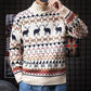 WTEMPO Large Size Christmas Couple Sweater Round Neck Sweater Soft Casual Knitted Sweater Winter Warm Pullover