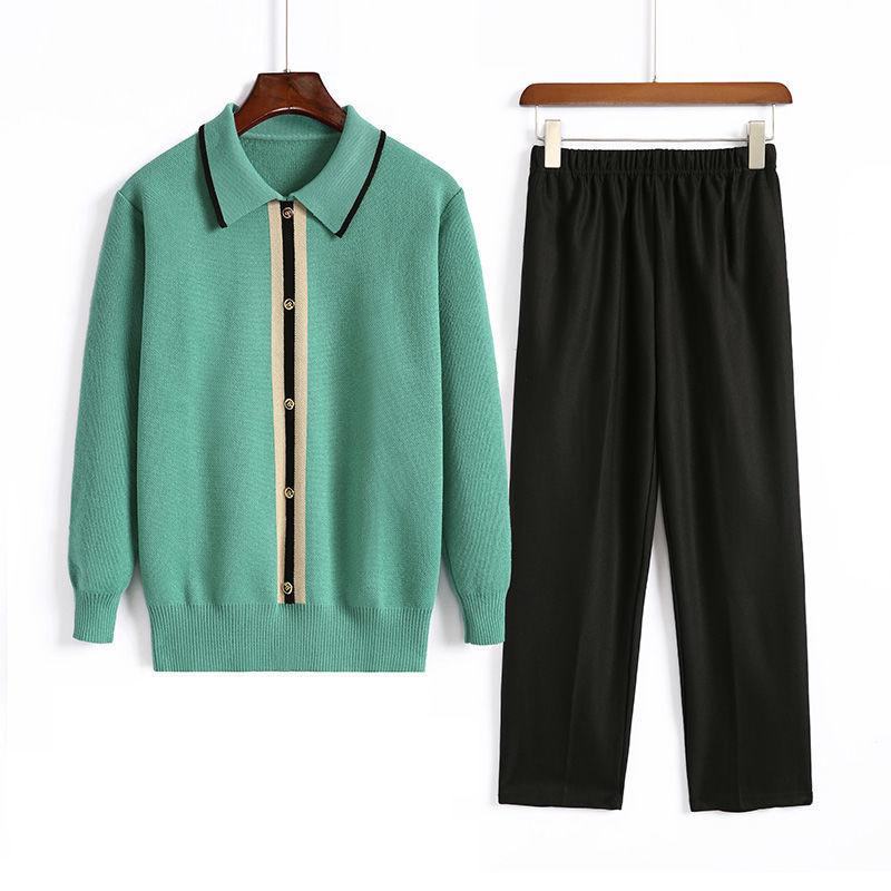 Women's Autumn Suit Knit Sweaters Long Sleeve Pullover Sweater Korean Large Size Loose Base Shirt Set