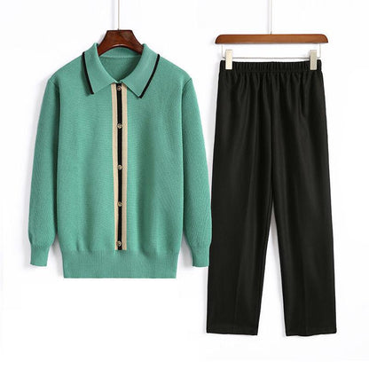 Women's Autumn Suit Knit Sweaters Long Sleeve Pullover Sweater Korean Large Size Loose Base Shirt Set