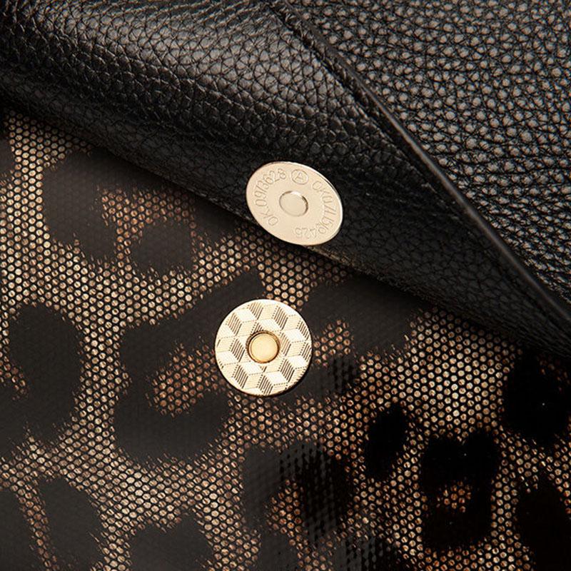 Personality Leopard Black High Quality Genuine Leather Top-Handle Bags Handbags Women Bags Luxury Large Capacity