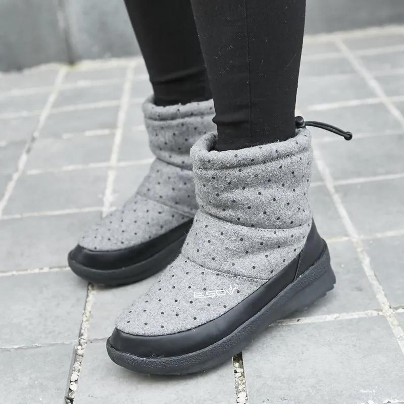Women's Wear-resistant Ski Boots Down Warm Boots Winter Thick Cotton Shoes Outsole Home Shoes Mother Boots