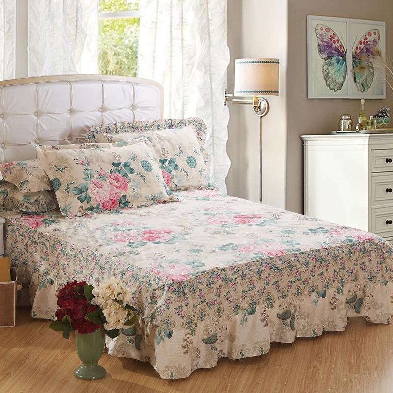 Three-piece Suit Korean Princess Style Cotton Bed Sheet Double Bed Cover Protector