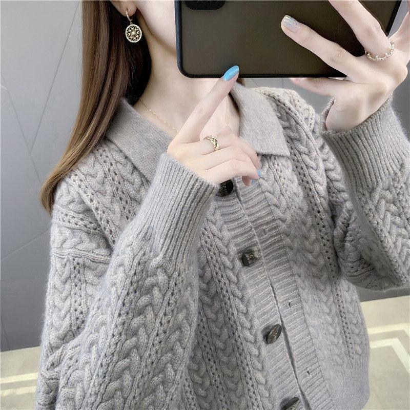Autumn and Winter Solid Color Cardigan Jacket Knitted Loose Long-sleeved Tops Fashion Simple Women's Sweater