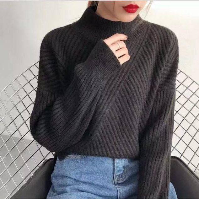 Solid Color Turtleneck Sweater Women Thickened Pullover Fashion Wild Long-sleeved Sweater