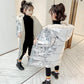 Girls Cotton Coat Autumn and Winter Fashion Casual Long-sleeved Hooded Thick Velvet Shiny Down Jacket Long Cotton Jackets