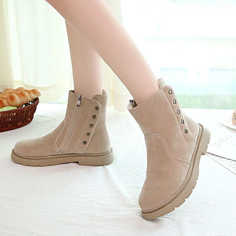 Martin Boots Female British Style Winter Student Wild Warm Short Boots Motorcycle Anti-skid Plus Velvet Snow Boots