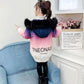 Girls' Warm Cotton Coat Winter Clothing Plus Velvet Thickening Girls Windproof Padded Jacket