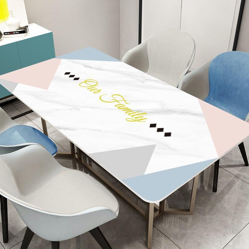 Tablecloth Soft Glass PVC Printed Tablecloth Waterproof and Anti-scald and Oil-proof Plastic Table Mat Coffee Table Crystal Plate Desktop High-end