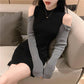 Colorblock Off-shoulder Pullover Sweaters Fashion Korean Casual Sexy Jumper Women Slim Sweatershirt
