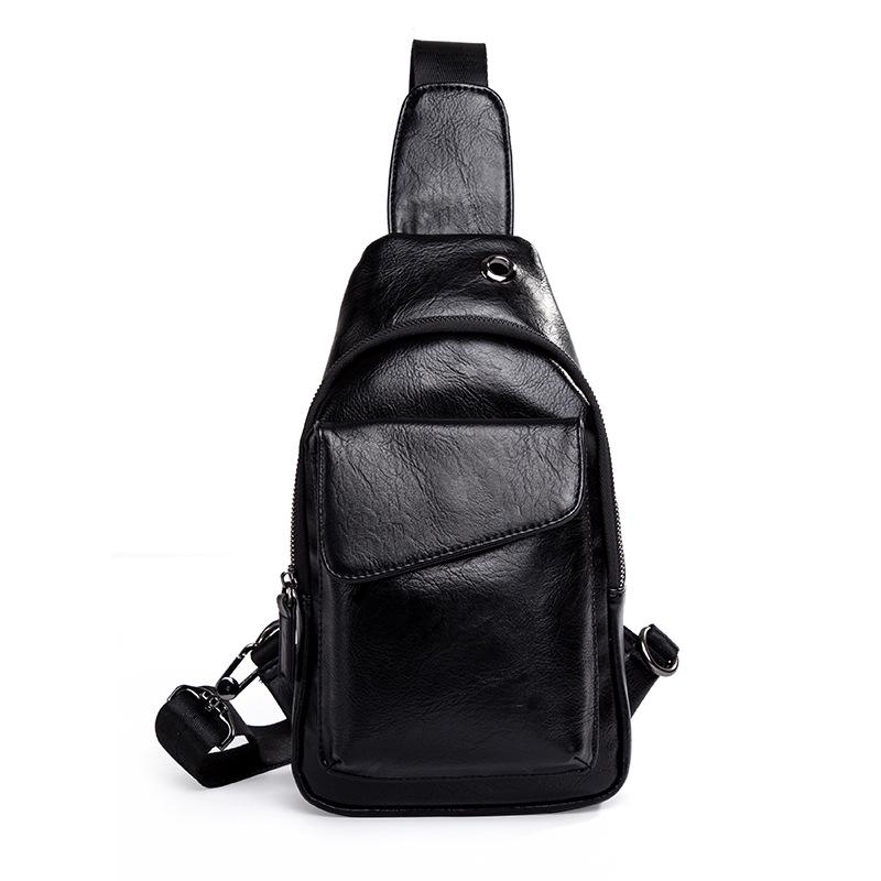 Chest Bag Men Black Multi-pocket Headphone Hole Messenger Bag Outdoor Sports Fitness Shoulder Bag