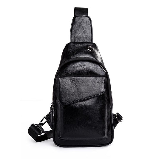 Chest Bag Men Black Multi-pocket Headphone Hole Messenger Bag Outdoor Sports Fitness Shoulder Bag