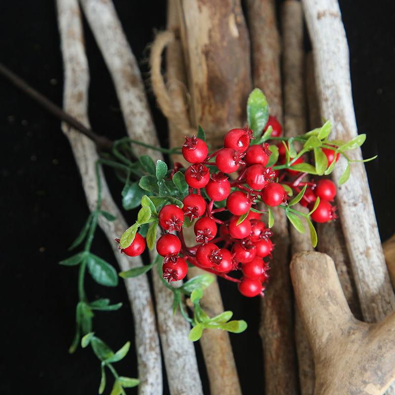 Artificial Green Plant Olive Fruit Red Fruit Berry Bean Branch Home Living Room Christmas Decoration Flower Fake Flower Decoration Furnishings