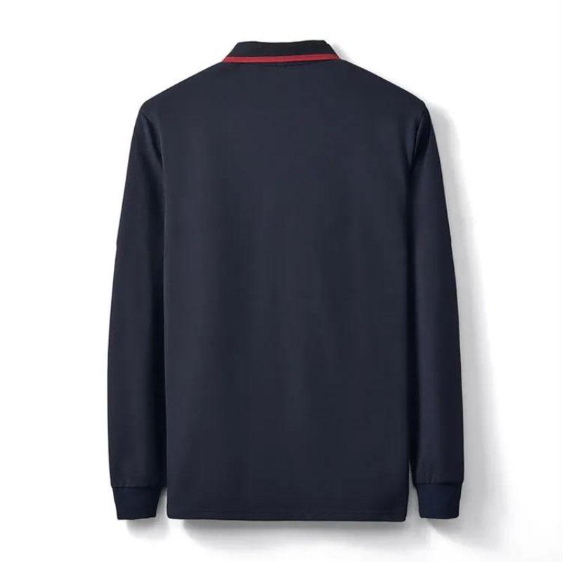 Men's Casual Fashion Solid Color Fit Long-sleeved Lapel POLO Shirt To Keep Warm In Winter