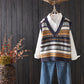 Vintage Printed Sweater Vest Sleeveless Knitted Vest Loose Pullover Sweater Tank Tops for Women