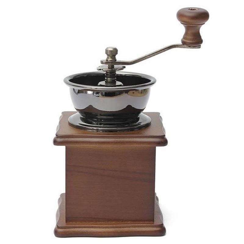 Retro Classic Hand Rocking Wood Sharpened Machine Ceramic Core Coffee Bean Grinder Mill Coffee Machine Mini