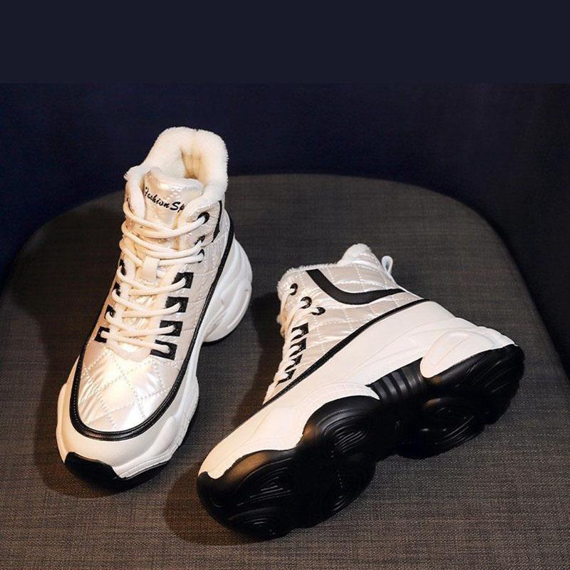 Soft Leather Leisure Pine Cake Snow Boots Winter Plus Velvet Warm Cotton Shoes Sports Shoes Casual Shoes Waterproof