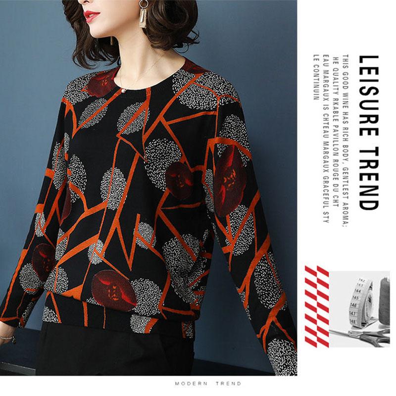 Spring  Autumn Women Short Polka Dot Printed Sweater OL Style Wool Sweater Warm Jumper Top Plus Size Pullover Sweater Outwear