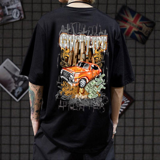 Half-sleeve T-shirt street personality clothing cotton large size men's short-sleeved T-shirt men